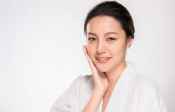 beautiful natural woman in a dressing gown